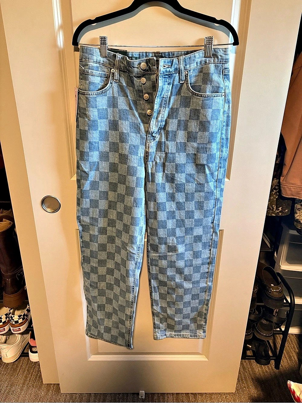 NWT Wild Fable Checkered Straight Leg Jeans Size 10